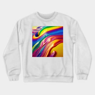 Liquid Colors Flowing Infinitely - Heavy Texture Swirling Thick Wet Paint - Abstract Inspirational Rainbow Drips Crewneck Sweatshirt